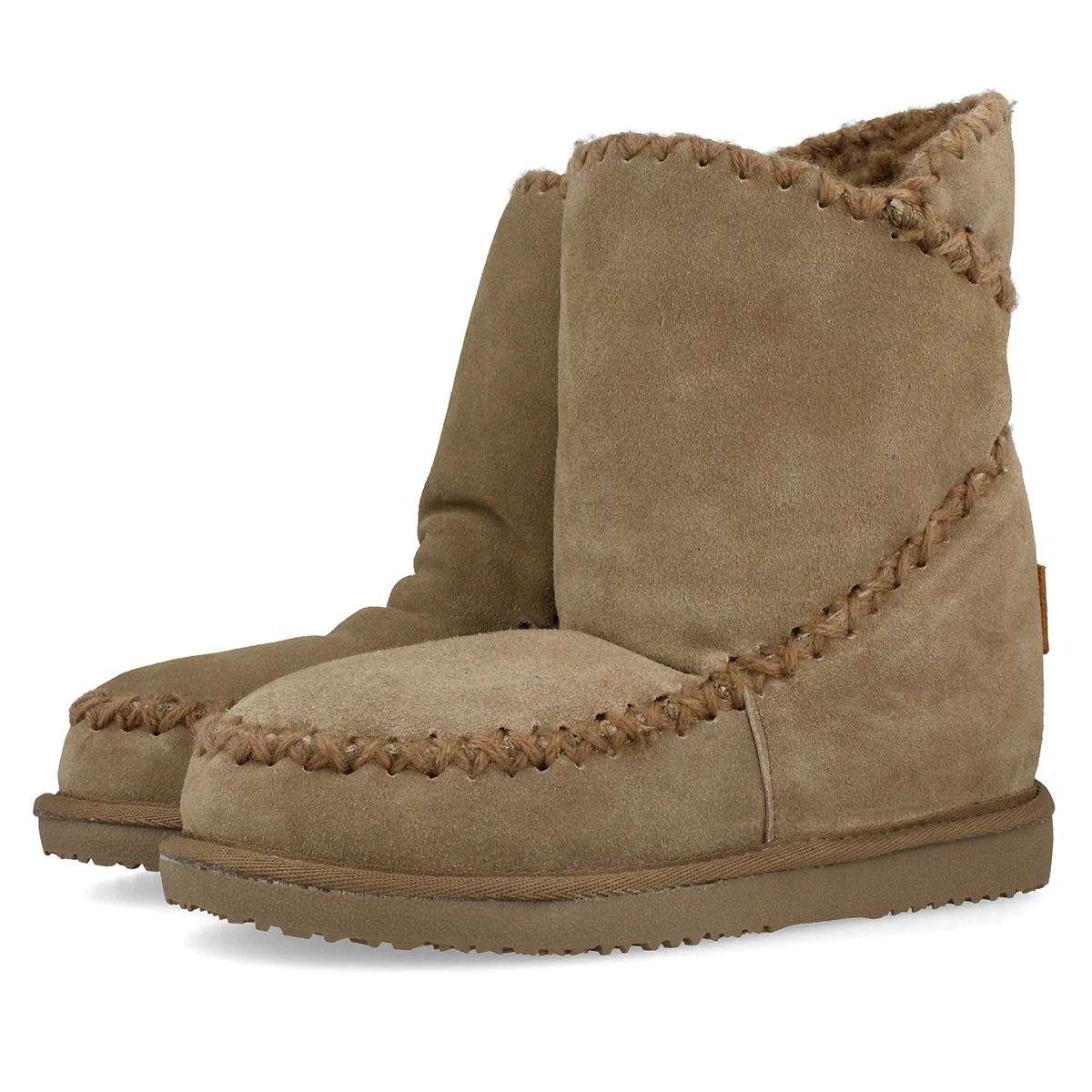 Beige leather ankle boots australian style with internal wedge for woman 42114 - Image 4