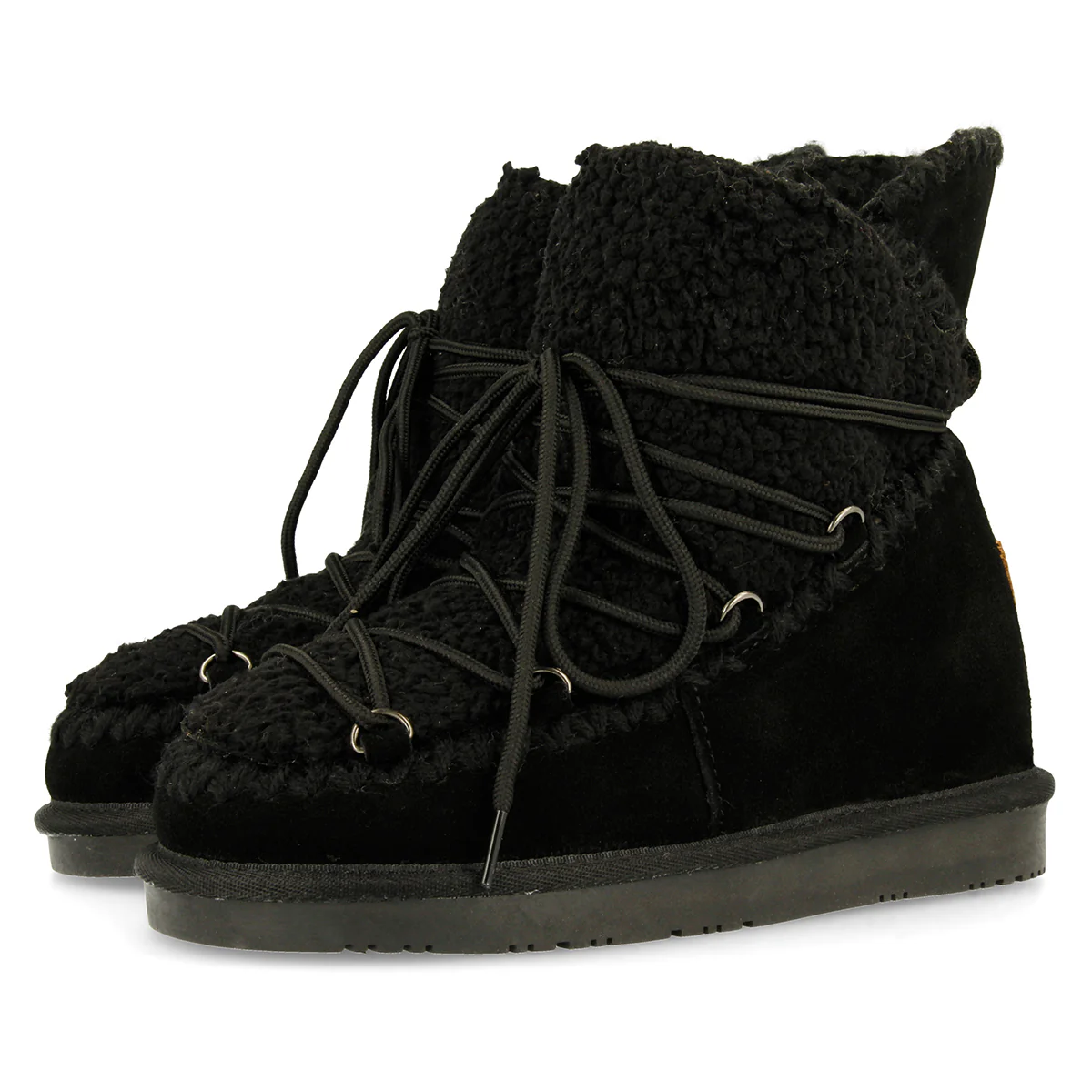 Botas estilo australiano negras con detalle de borrego para mujer 46486 - Image 3