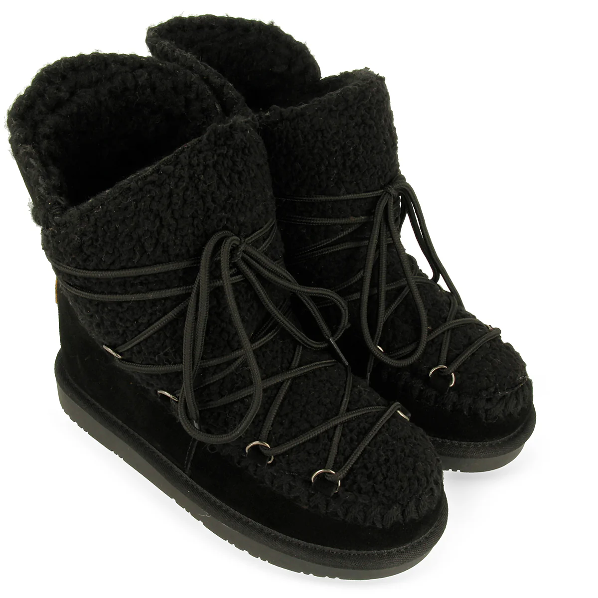 Botas estilo australiano negras con detalle de borrego para mujer 46486 - Image 5