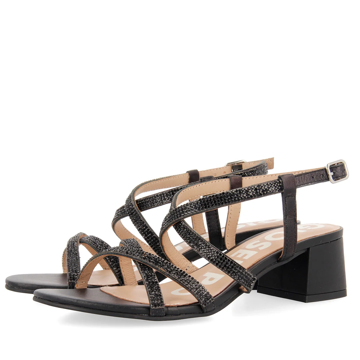 Sandalias de tiras finas negras con tacón medio BRANTLEY - Image 2