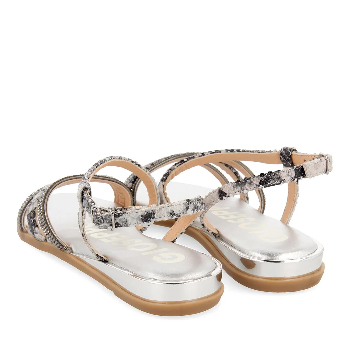 Sandalias de tiras finas en plateado y print de serpiente para mujer FRISCO - Image 5
