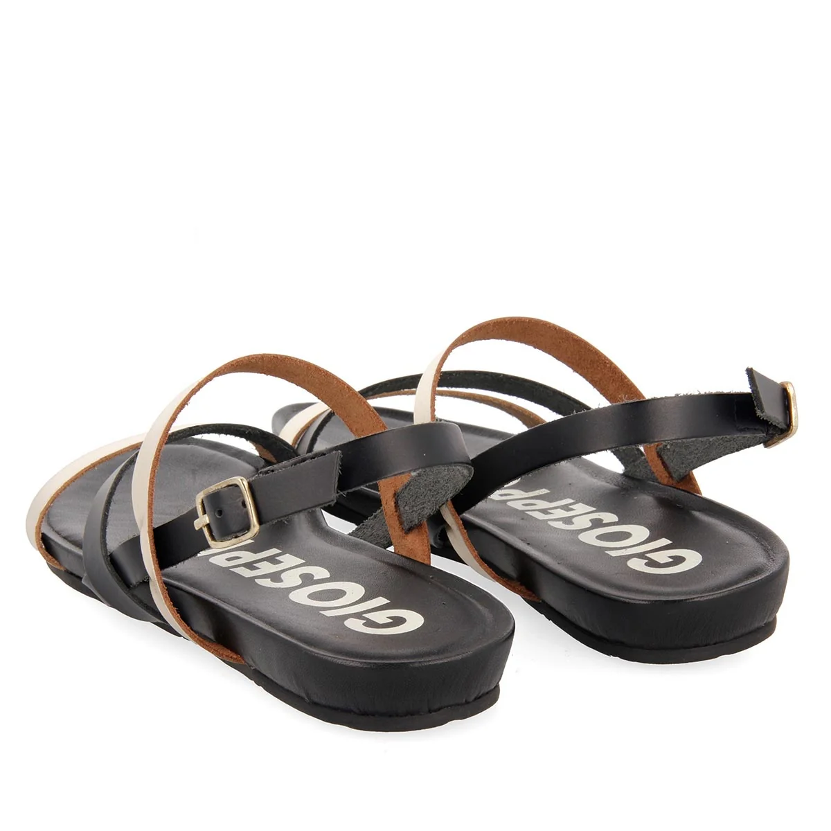 Sandalias de tiras finas negras y doradas para mujer ROSENDALE - Image 4