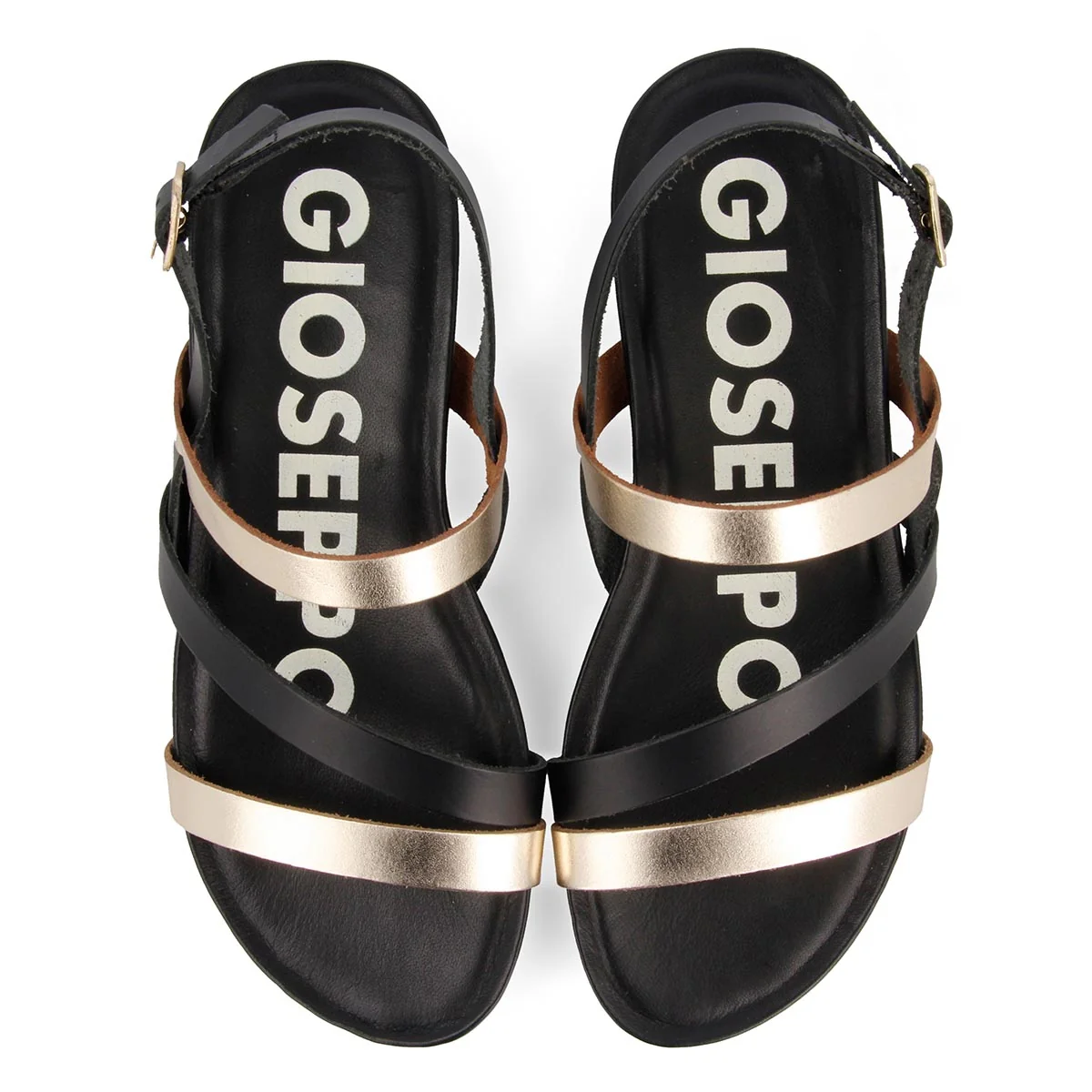 Sandalias de tiras finas negras y doradas para mujer ROSENDALE - Image 5