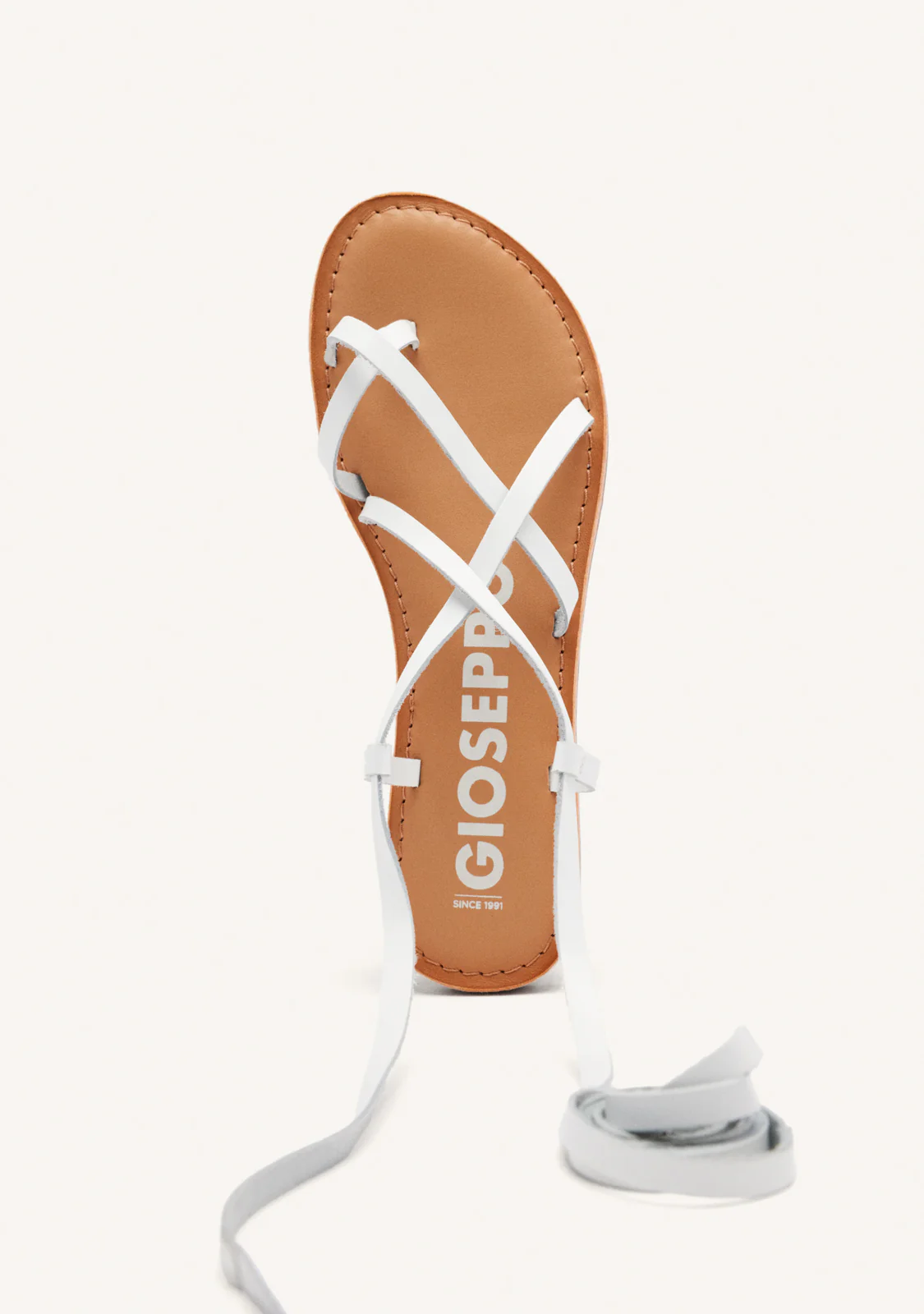 Lussat sandals with thin tan straps to tie around the leg - Image 3