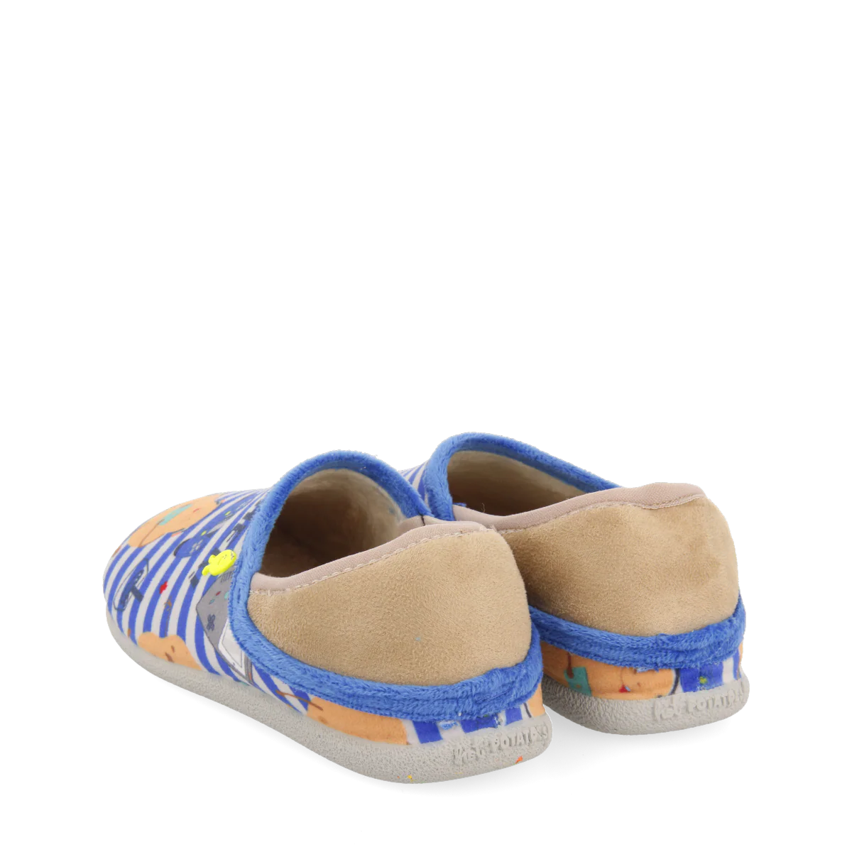 Children’s house slippers blue striped with Allerod potato print - Image 5