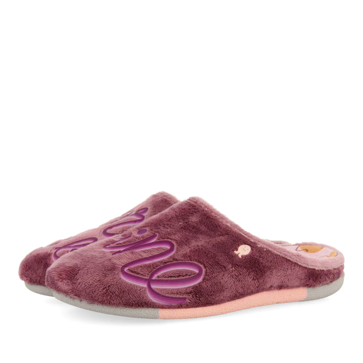 LILAC FUR SLIPPERS WITH MESSAGE HOSMER - Image 2