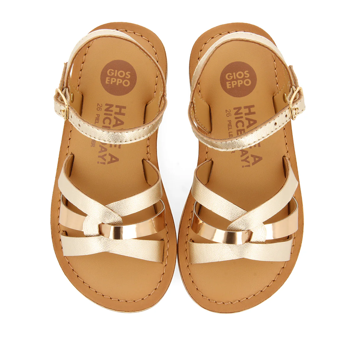 GOLDEN LEATHER SANDALS WITH METALLIC DETAILS FOR GIRL AND BOY NICOLOSI - Image 4