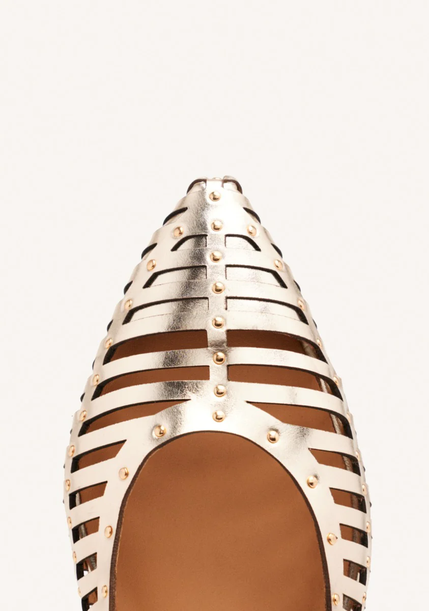 STUDDED LEATHER SLINGBACK BALLET FLATS JERICHO - Image 3