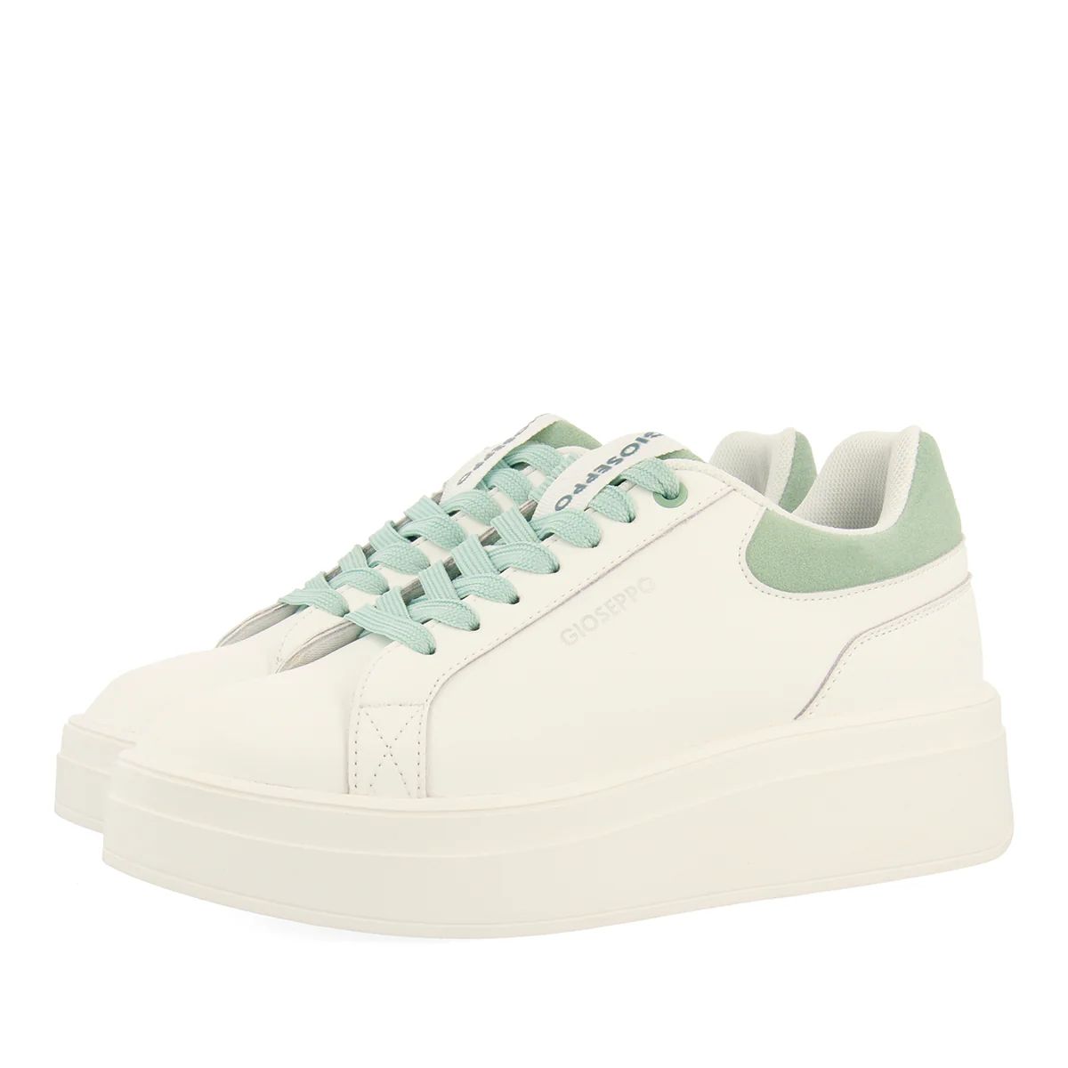 WHITE SNEAKERS WITH PLATFORM AND MINT COLOURED DETAILS FOR WOMEN - Image 2