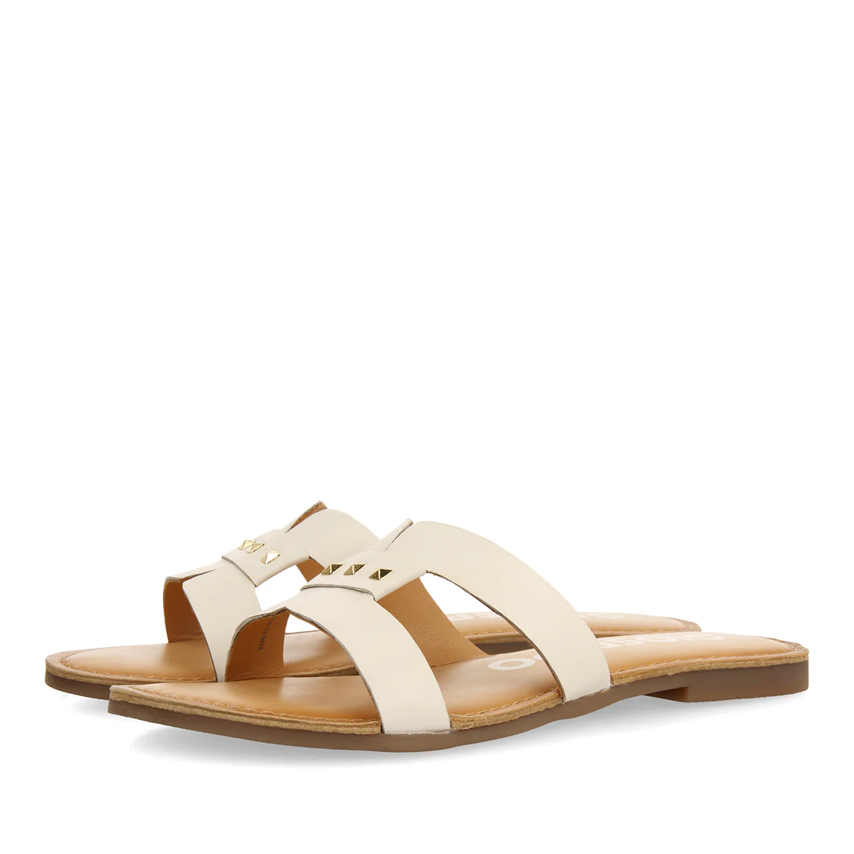 WOMEN'S OFF-WHITE SLIDE LEATHER SANDALS - Image 2