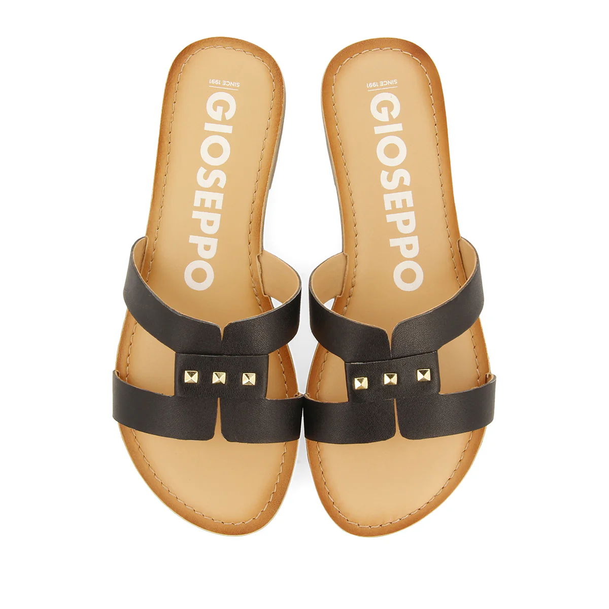 WOMEN'S BLACK SLIDE LEATHER SANDALS - Image 4