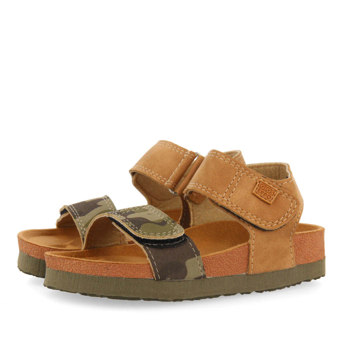 Abat boys khaki and camouflagerint footbed sandals - Image 2