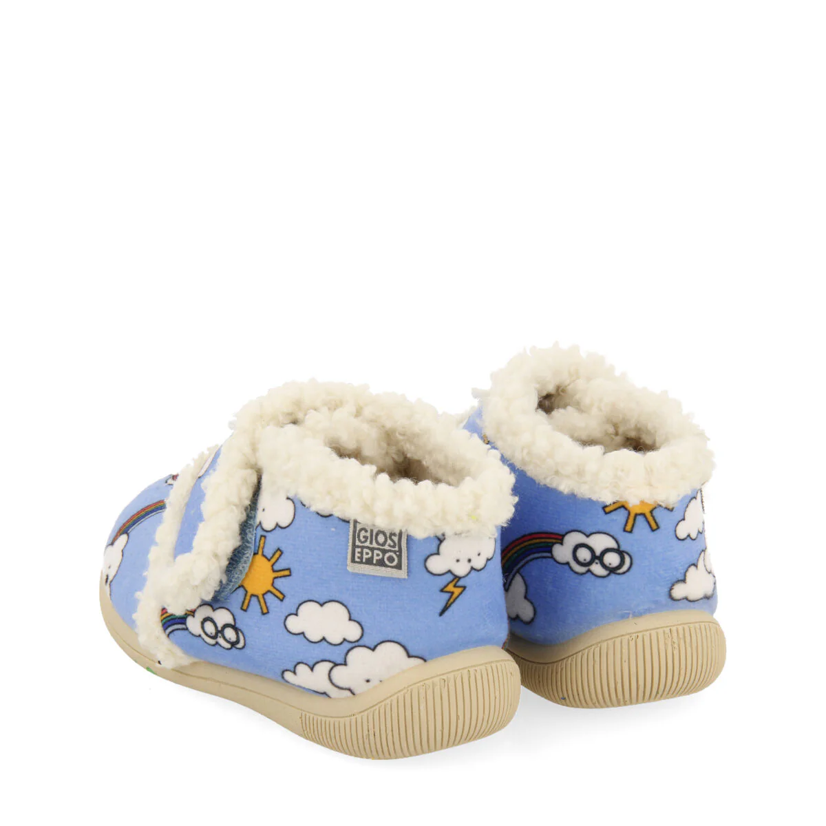 Albee babies' blue cloud-print slippers - Image 3