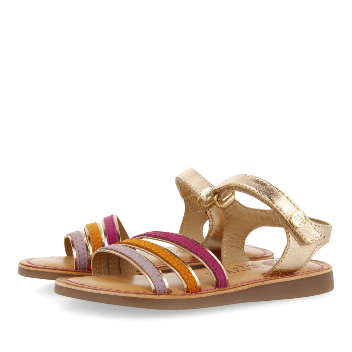 Angeja girls rose gold sandals with metalliciping - Image 2