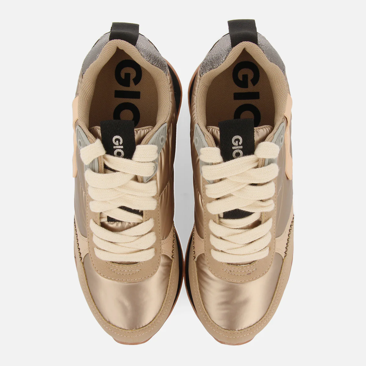 Anif women's cushioned gold monochrome sneakers with details and inner wedges - Image 4