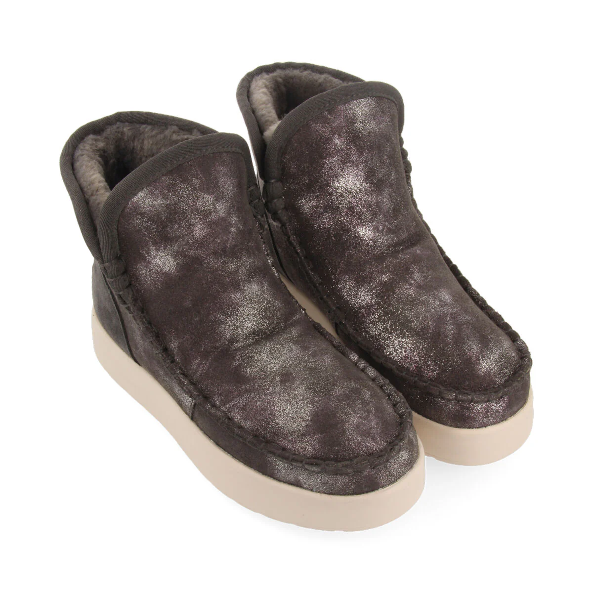 Annan women's metallic grey split-suede shearling boots - Image 3
