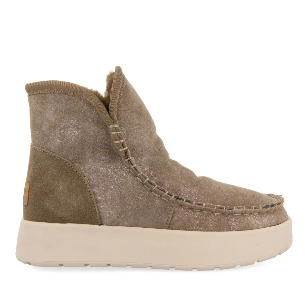 Annan women's metallic taupe split-suede shearling boots