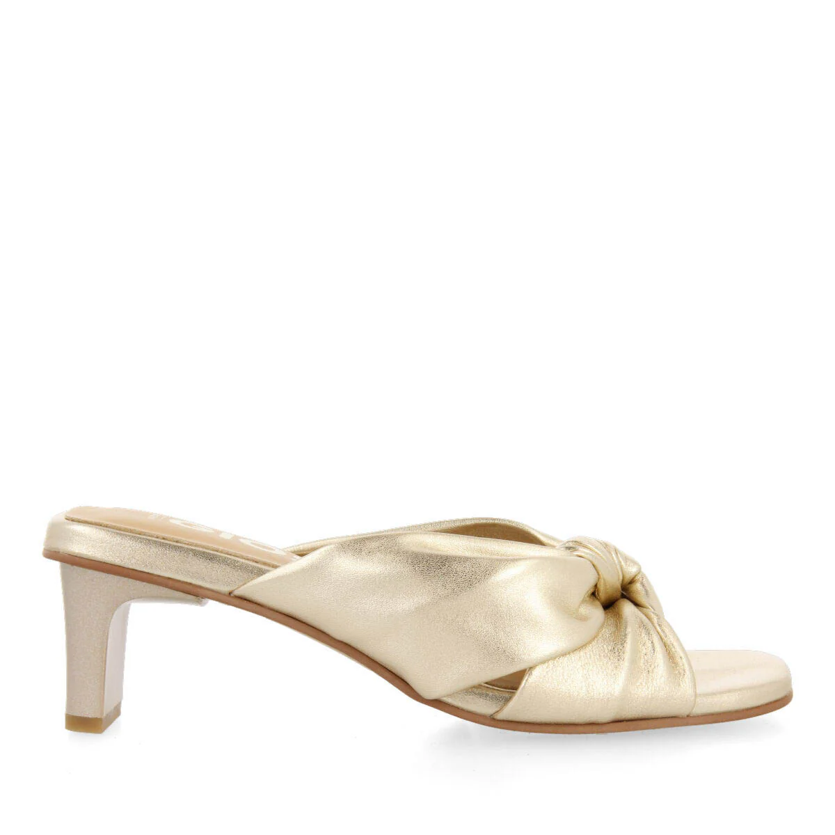 Bahge women's gold leather sandals with knots