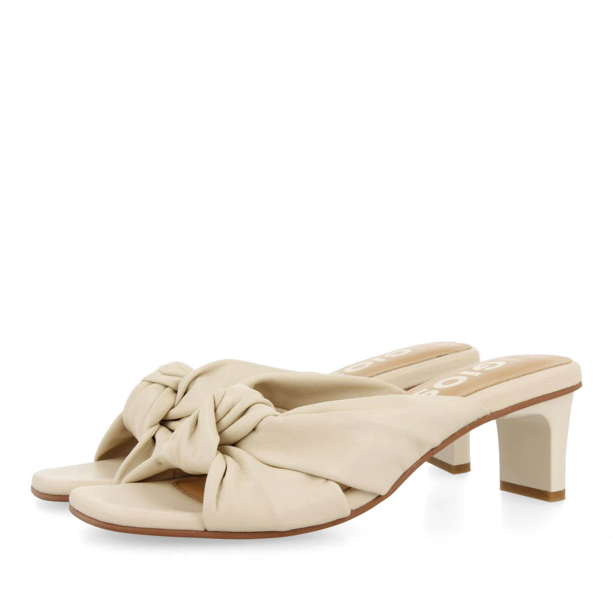 Bahge women's off-white leather sandals with knots - Image 2