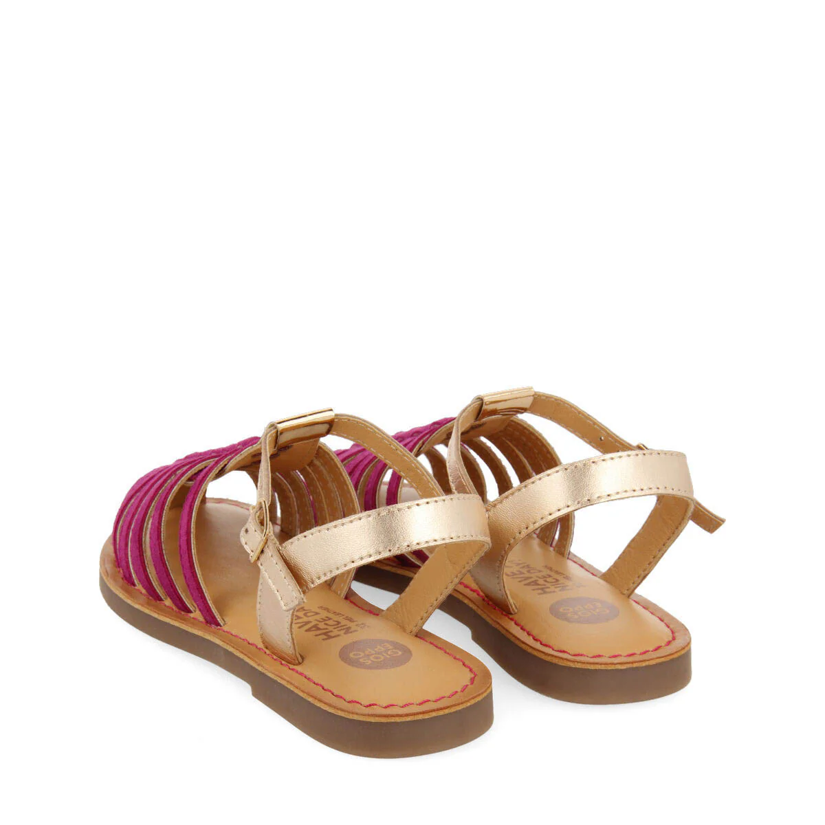 Baillif girls fuchsia leather multi strap sandals - Image 4