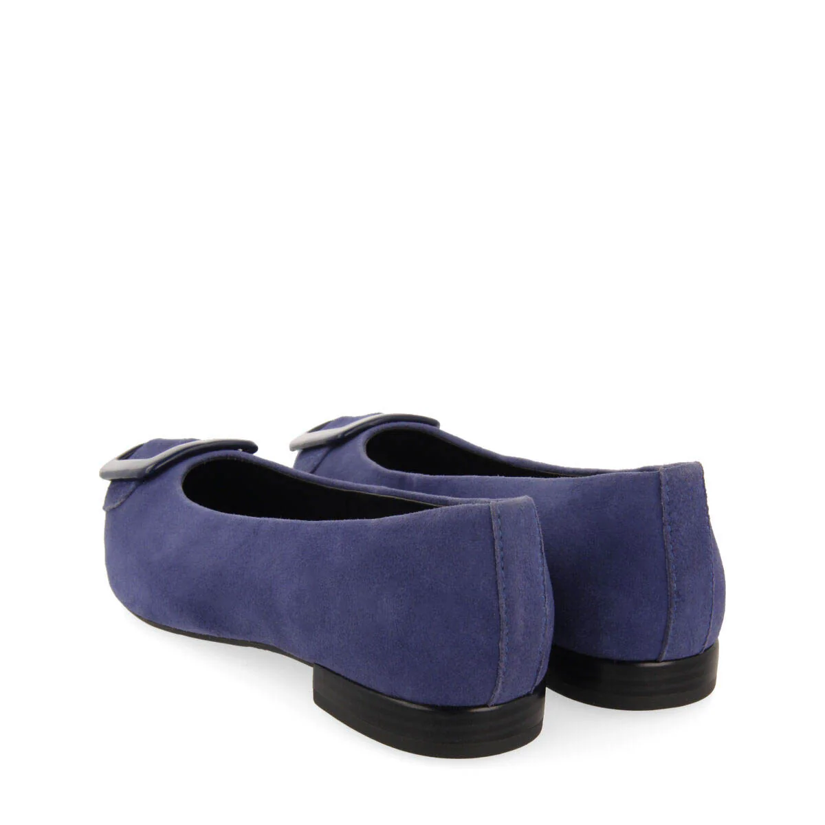 Ballstad women's navy blue leather ballet flats with a patent buckle - Image 4