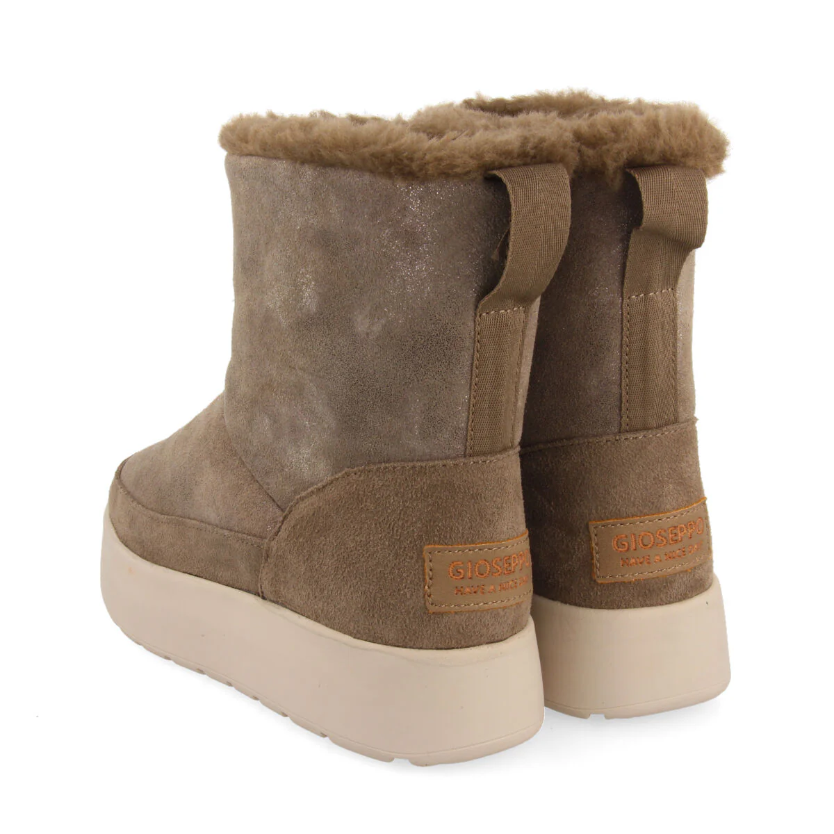 Banff women's metallic taupe split-suede shearling boots - Image 4