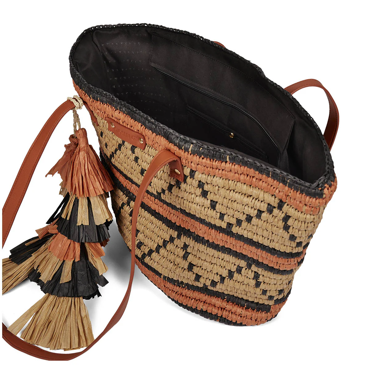 Bazien women's multicoloured raffia straw bag - Image 4