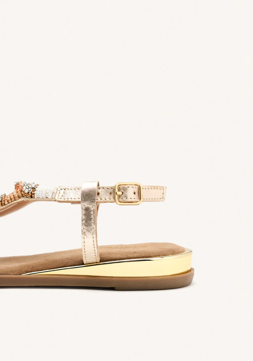 BEADED LEATHER FLAT SANDALS TILTON - Image 4