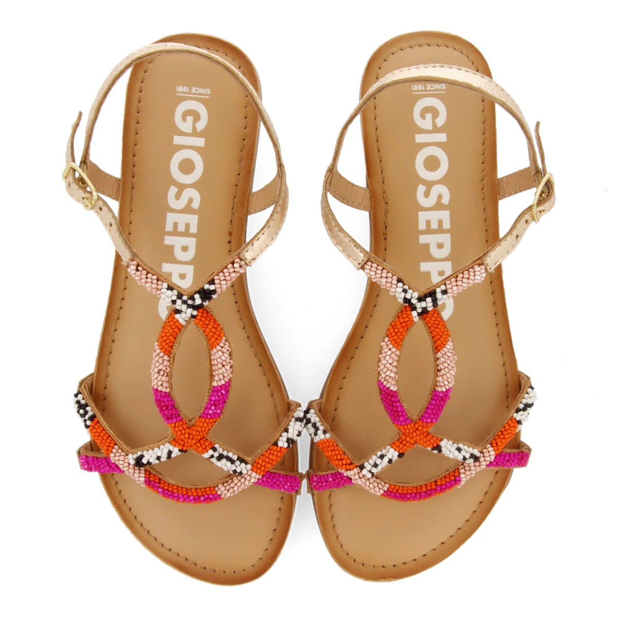 Berlise women's flat sandals with decorative multicoloured beads - Image 3