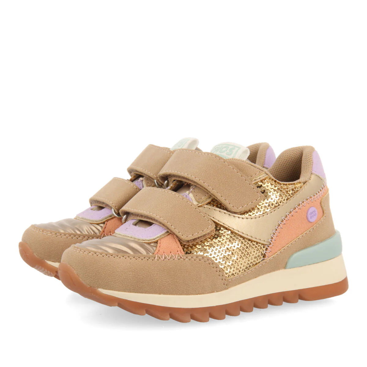 Biberw children's gold sequinned sneakers - Image 2