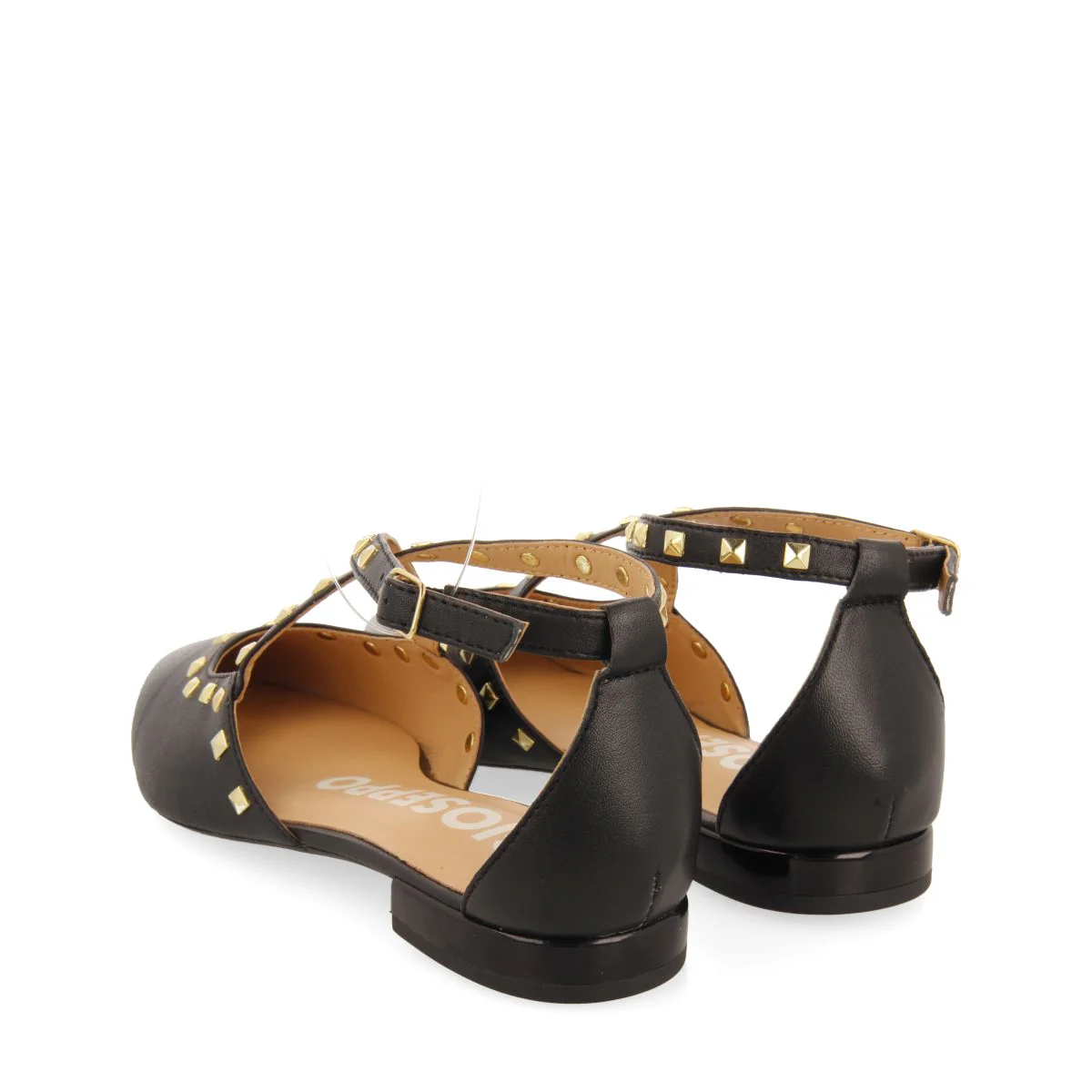BLACK LEATHER BALLERINAS WITH POINTED TOE AND STUD DETAIL FOR WOMEN GARCON - Image 3