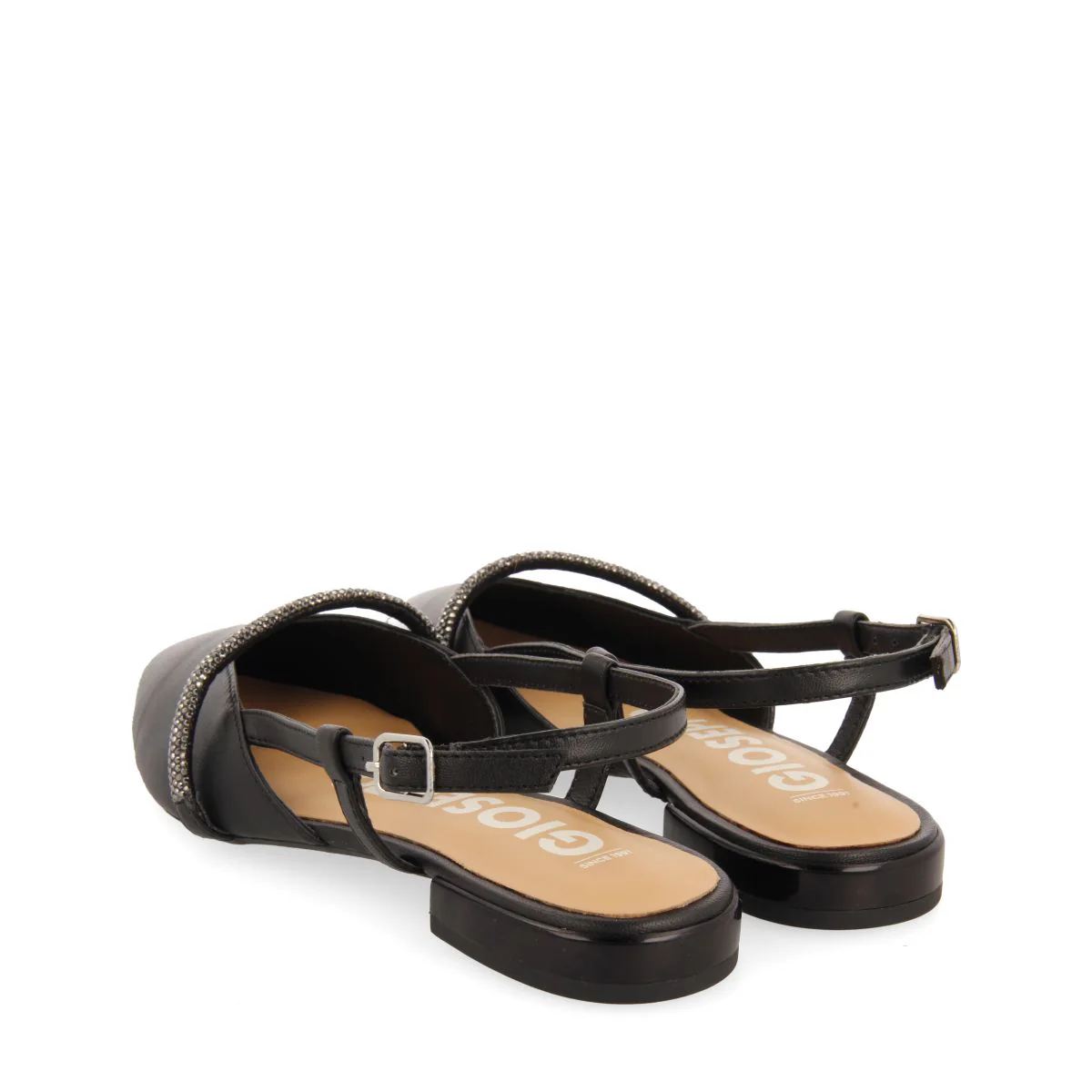 BLACK SKINLESS DANCERS WITH STONE DETAIL STRAP FOR WOMEN GODRANO - Image 3