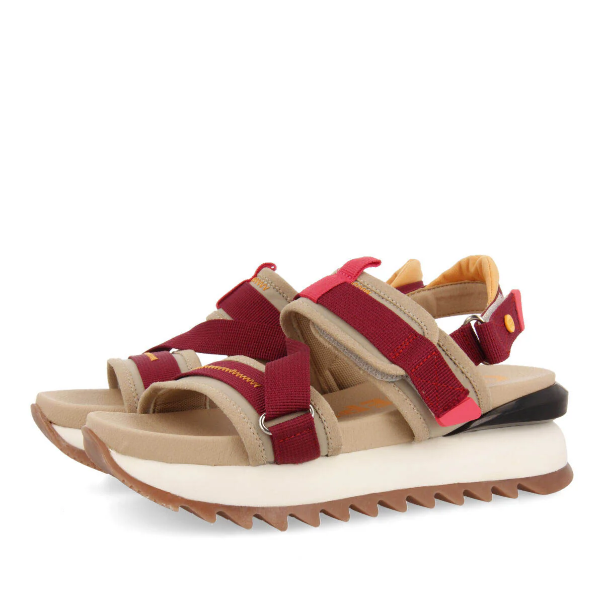 Blaru women's sporty beige and burgundy sandals - Image 3
