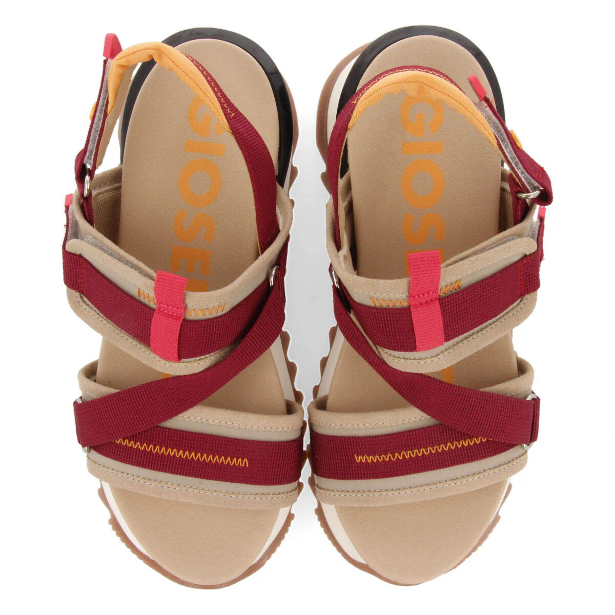 Blaru women's sporty beige and burgundy sandals - Image 5