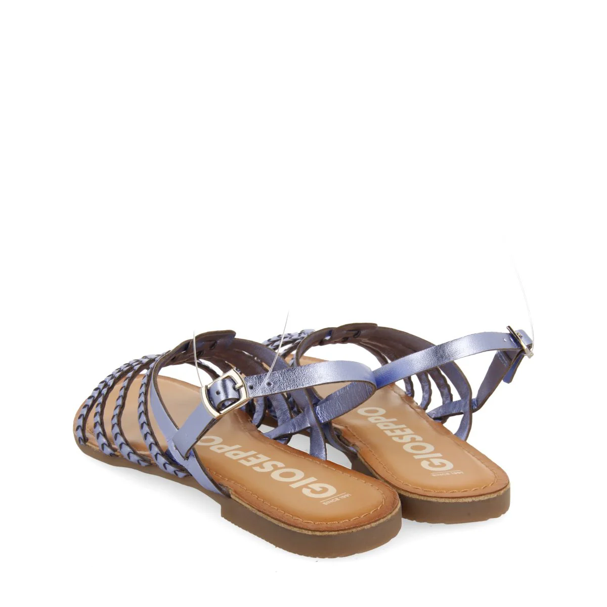 BLUE METALLIC BRAIDED LEATHER SANDALS FOR WOMEN LIMINA - Image 3