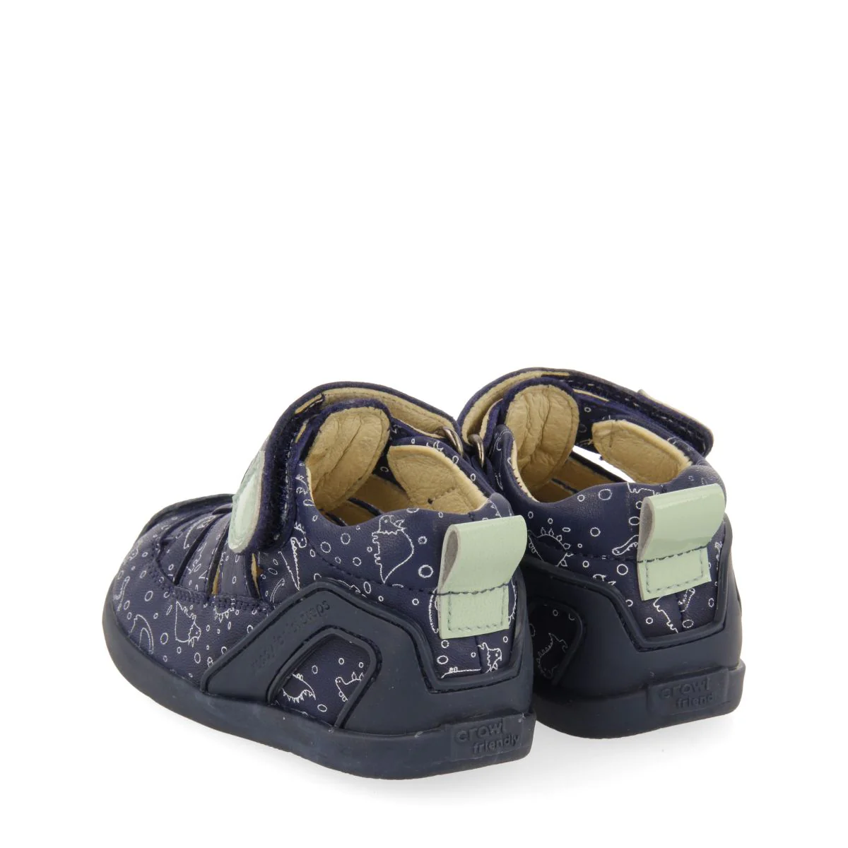 BLUE NAVY LEATHER CRAB STYLE FANTASY PRINT SANDALS FOR BABY DEVOLL - Image 3