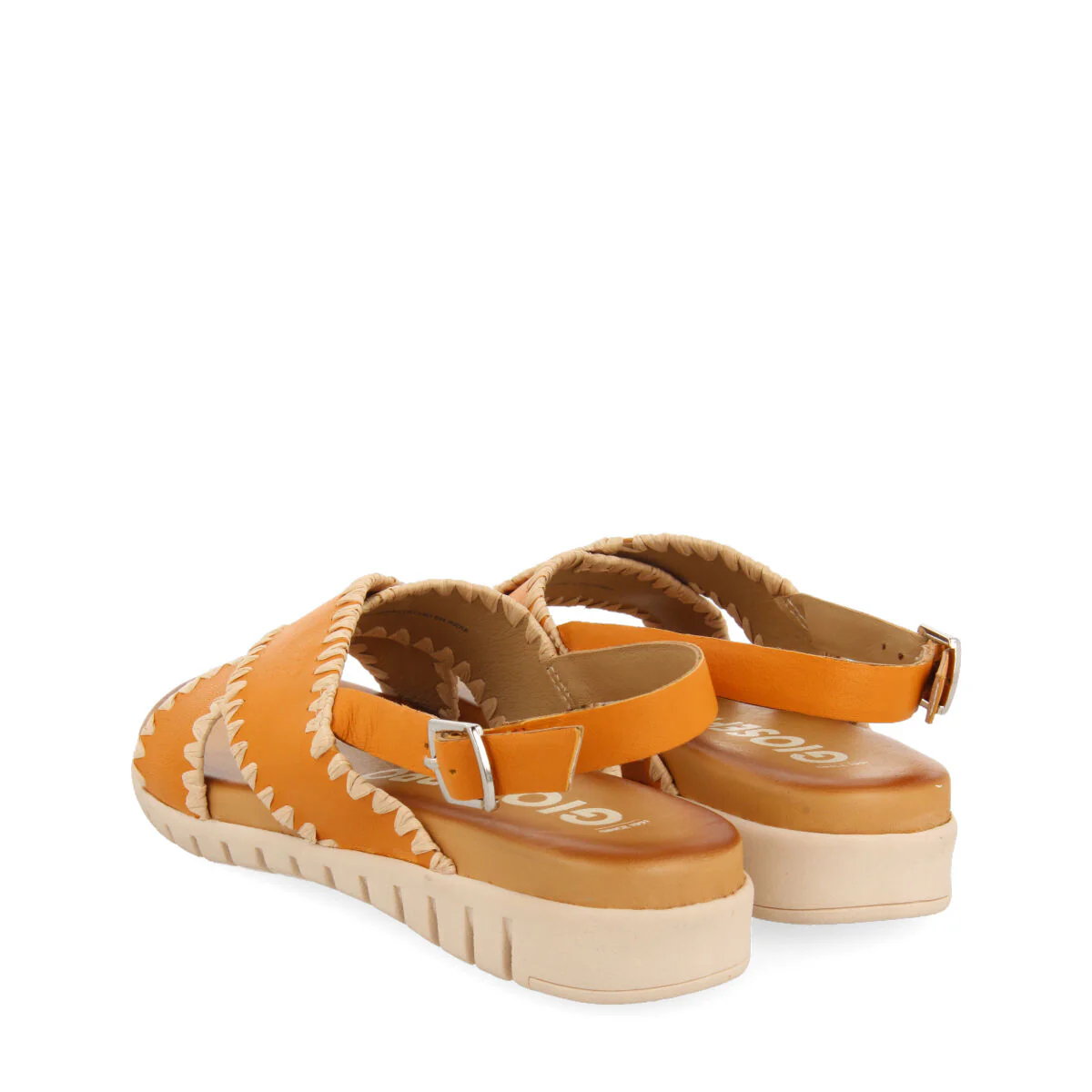 Bohol women's orange sandals with topstitching - Image 3