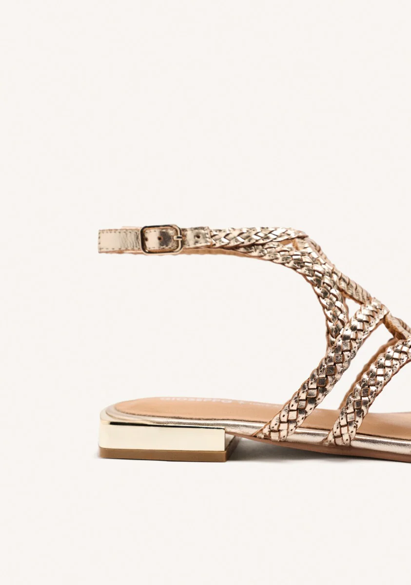 BRAIDED LEATHER FLAT SANDALS BIRCH - Image 3