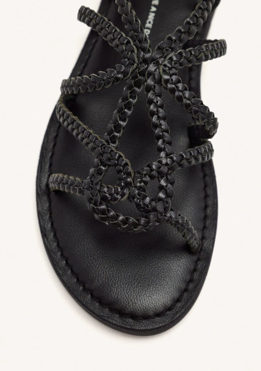 BRAIDED LEATHER FLAT SANDALS ORLAND - Image 3