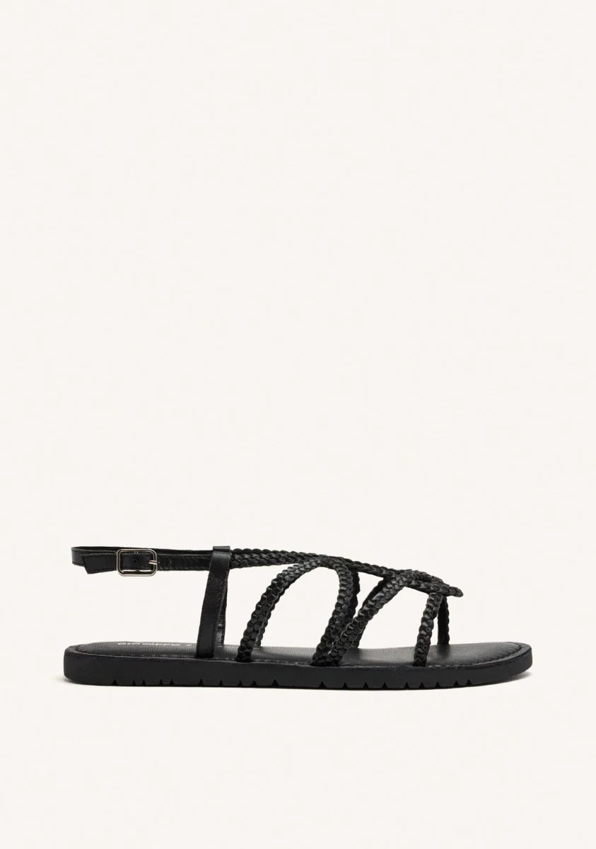 BRAIDED LEATHER FLAT SANDALS ORLAND - Image 4