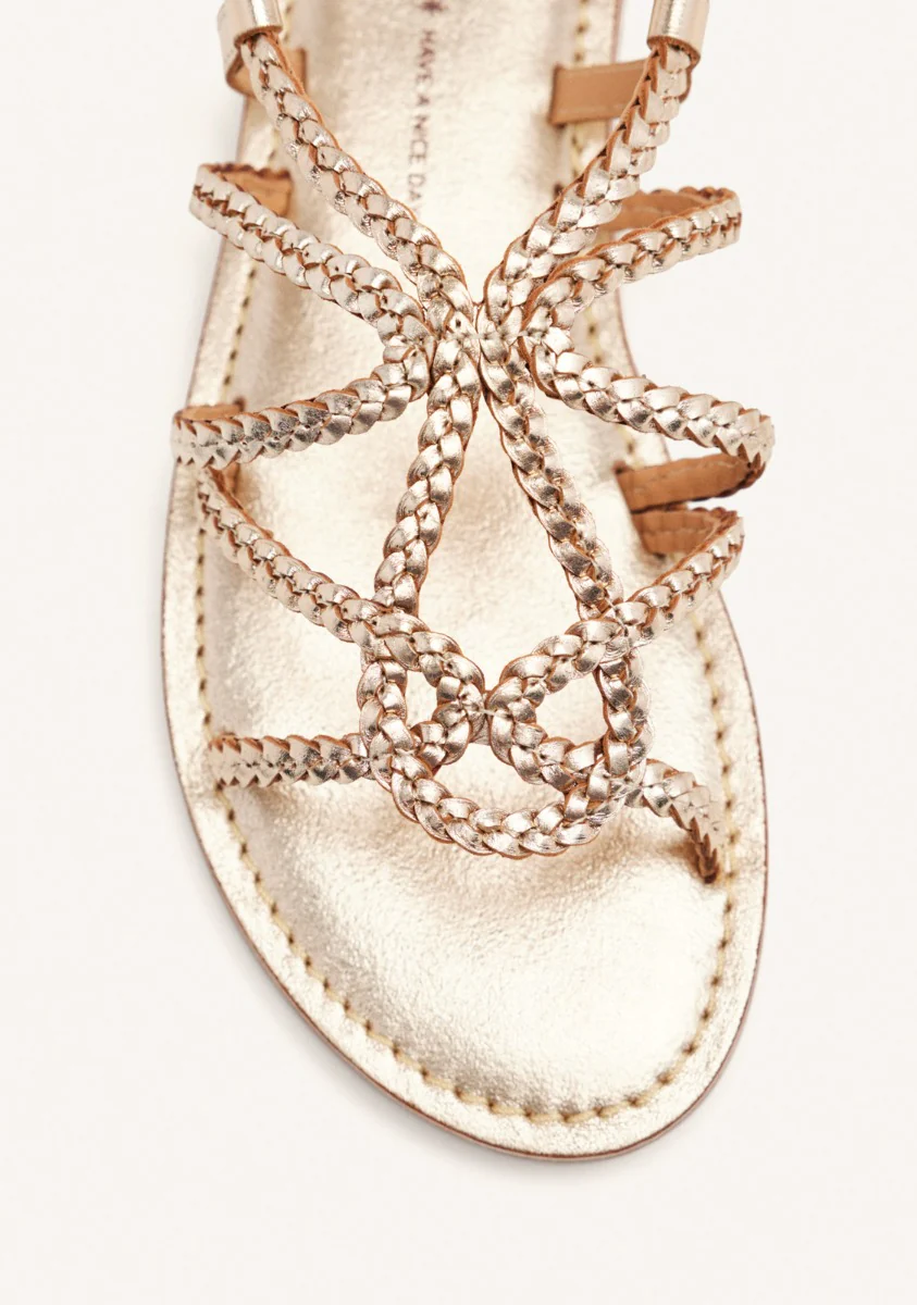 BRAIDED LEATHER FLAT SANDALS ORLAND - Image 3