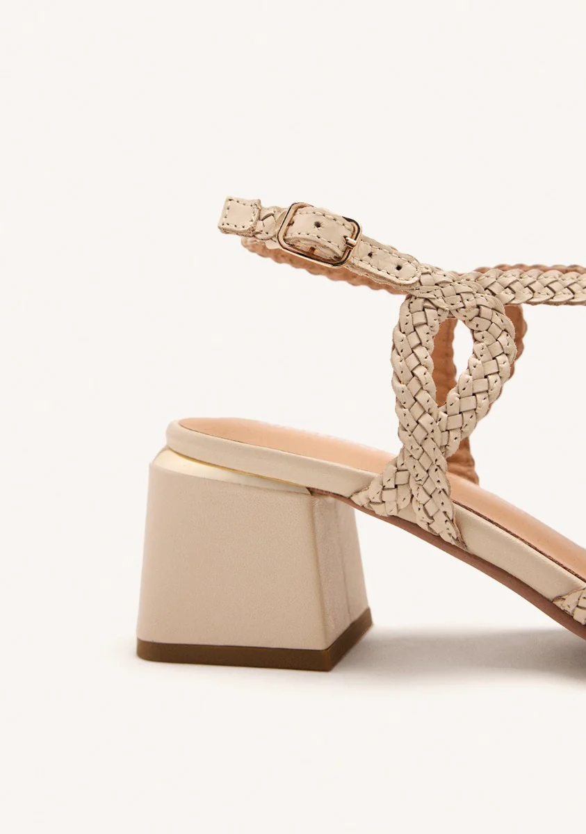 BRAIDED LEATHER HEEL SANDALS CRESCENT - Image 4
