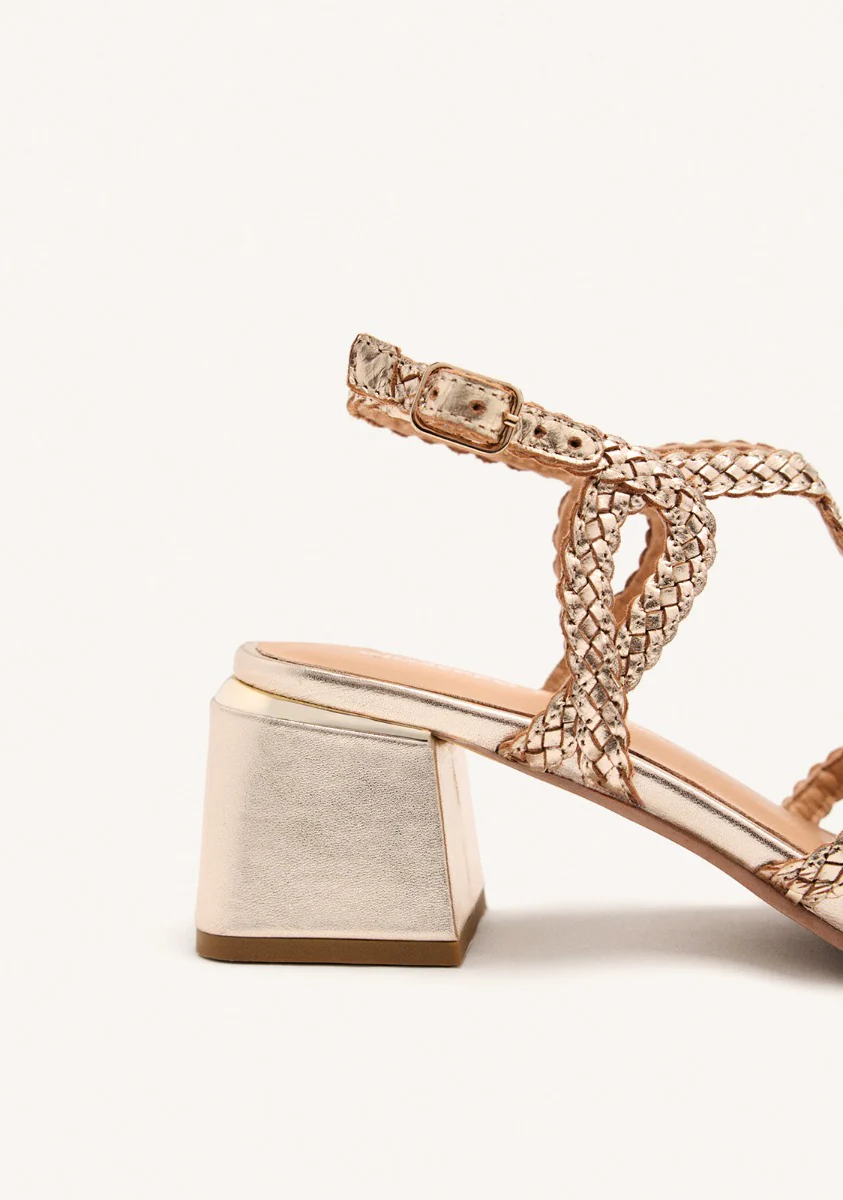 BRAIDED LEATHER HEEL SANDALS CRESCENT - Image 4