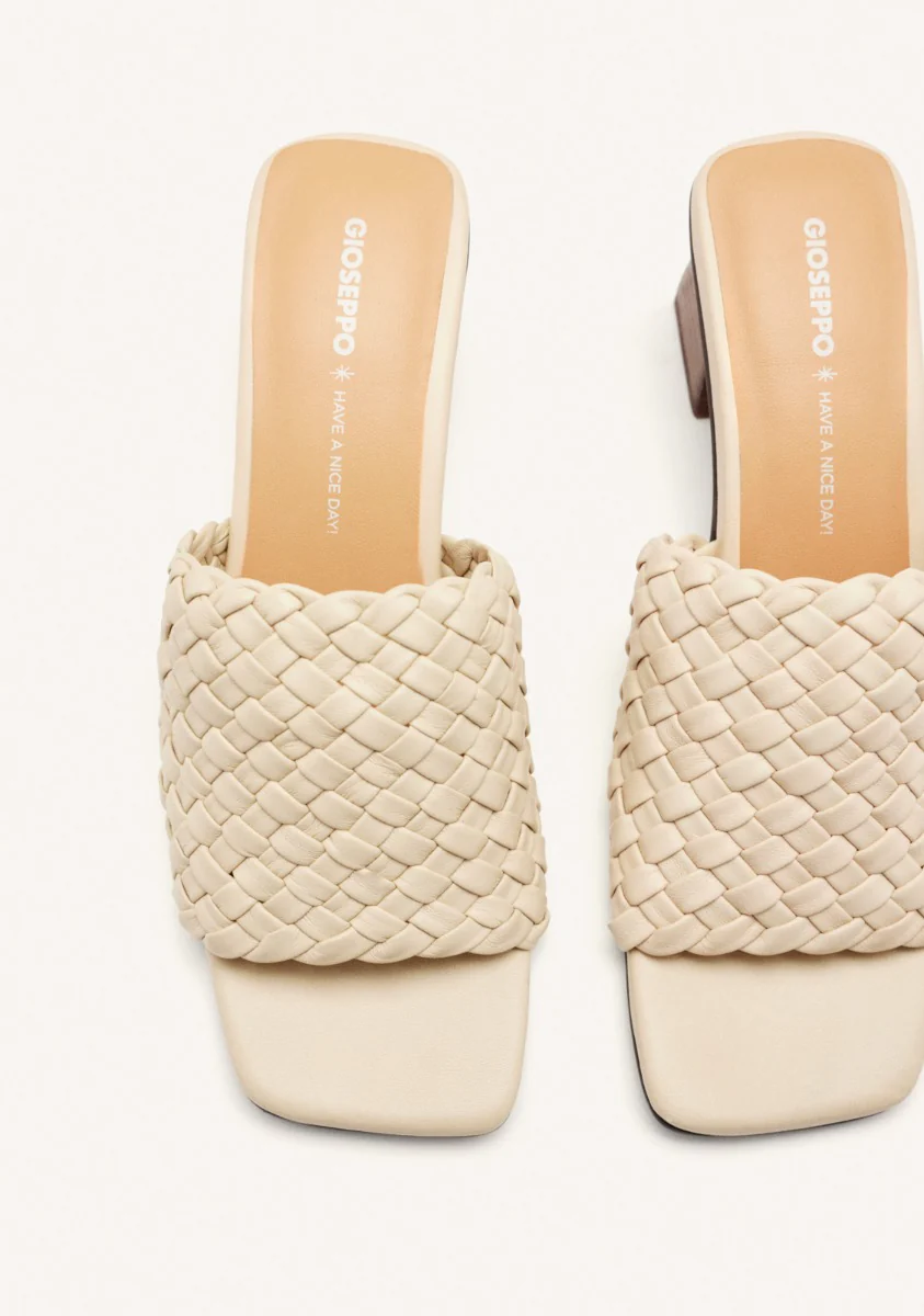 BRAIDED LEATHER HIGH HEEL MULES SANDALS COLRAIN - Image 4