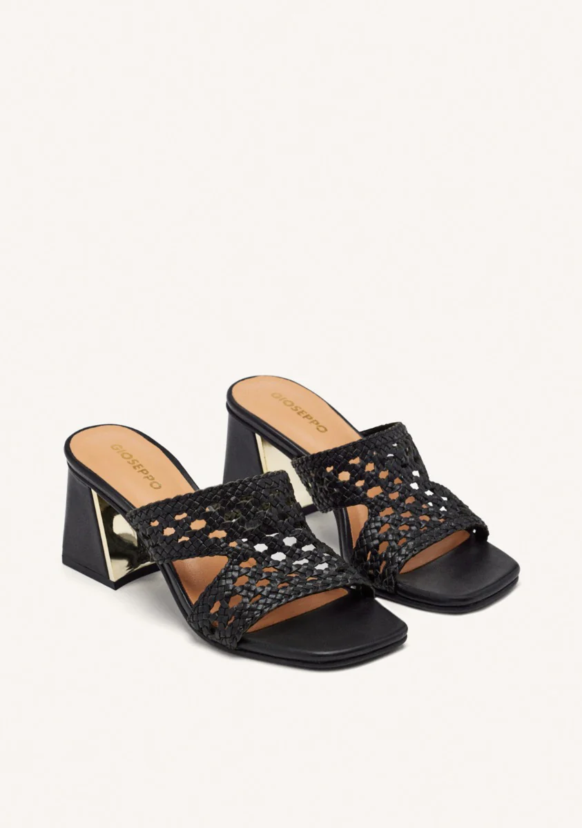 BRAIDED LEATHER HIGH HEEL MULES SANDALS KEWAUNEE - Image 2