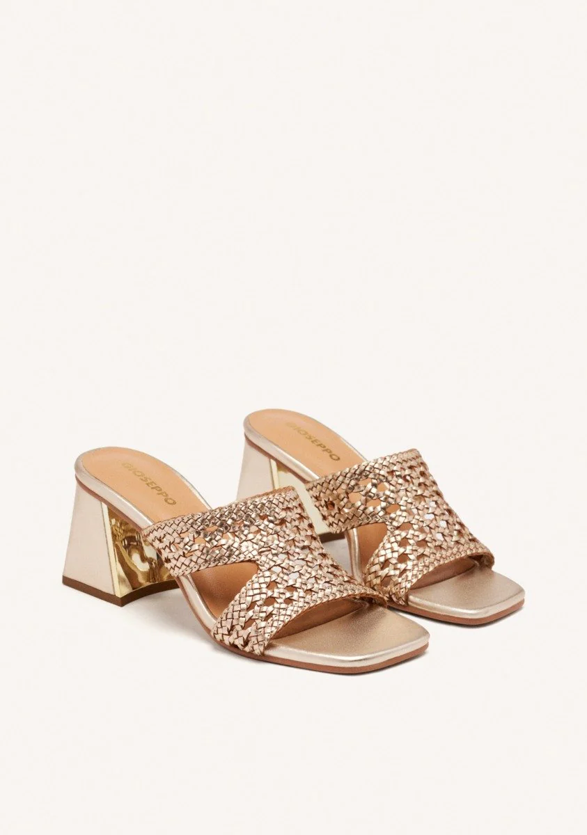 BRAIDED LEATHER HIGH HEEL MULES SANDALS KEWAUNEE - Image 2