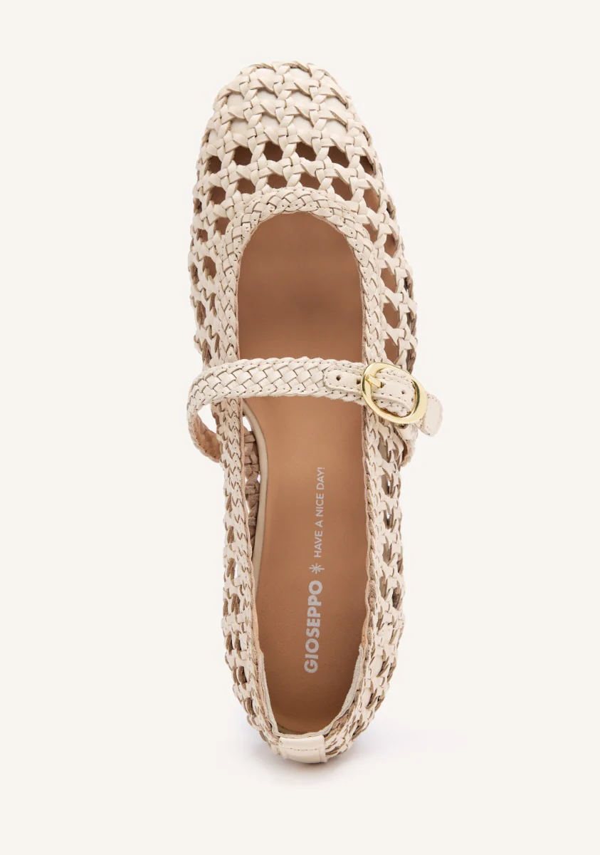 BRAIDED LEATHER MARY-JANE BALLET FLATS - Image 3