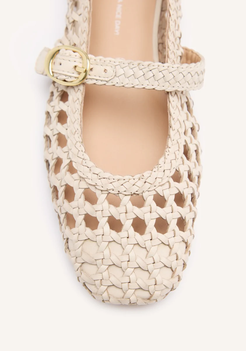 BRAIDED LEATHER MARY-JANE BALLET FLATS - Image 4