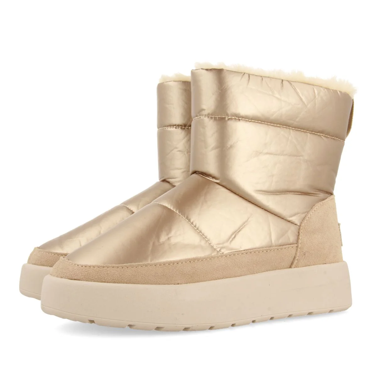 Brechin gold quilted shearling boots - Image 2