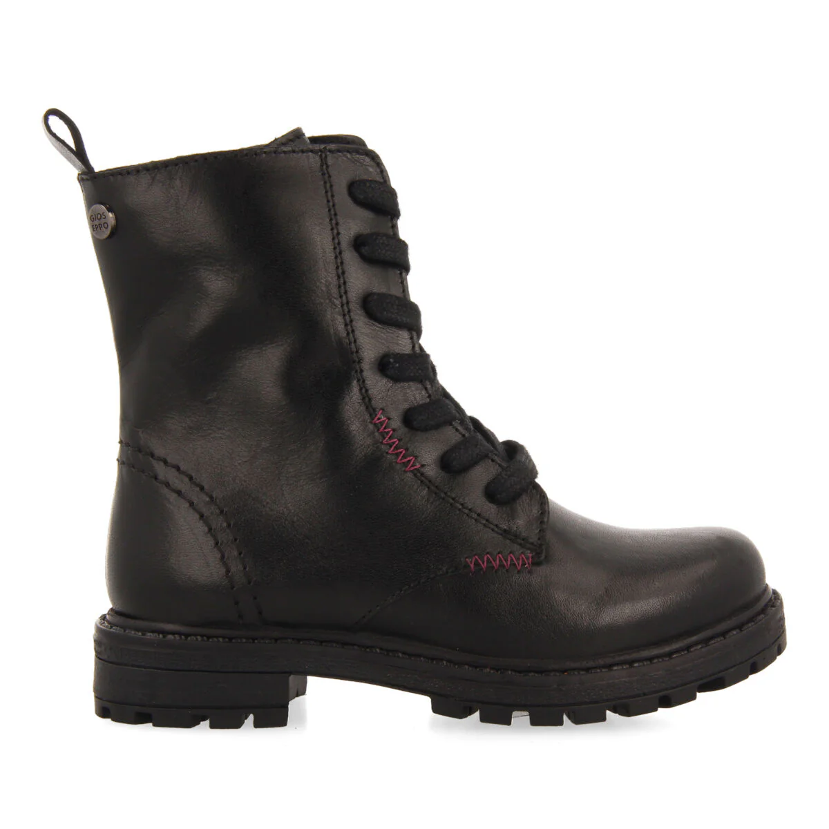 Caol children's black leather lace-up ankle boots